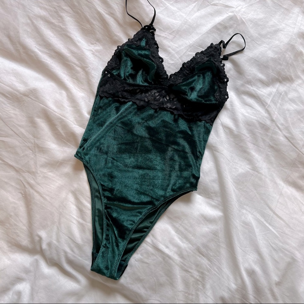 Green Velvet Lace Bodysuit